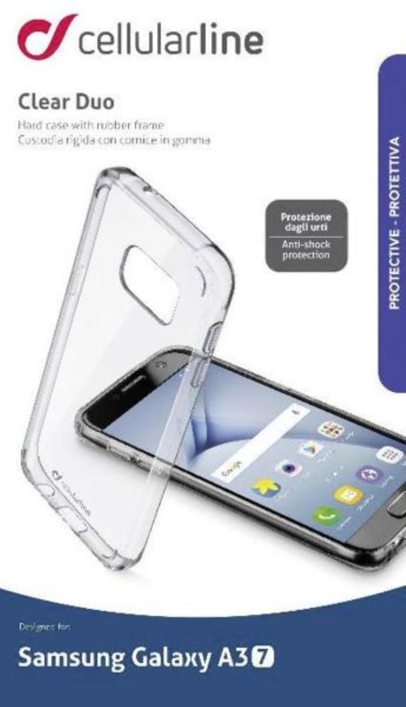 CELLULARLINE Custodia cover per Samsung Galaxy A3 2017 Cellular Line Clear Duo trasparente